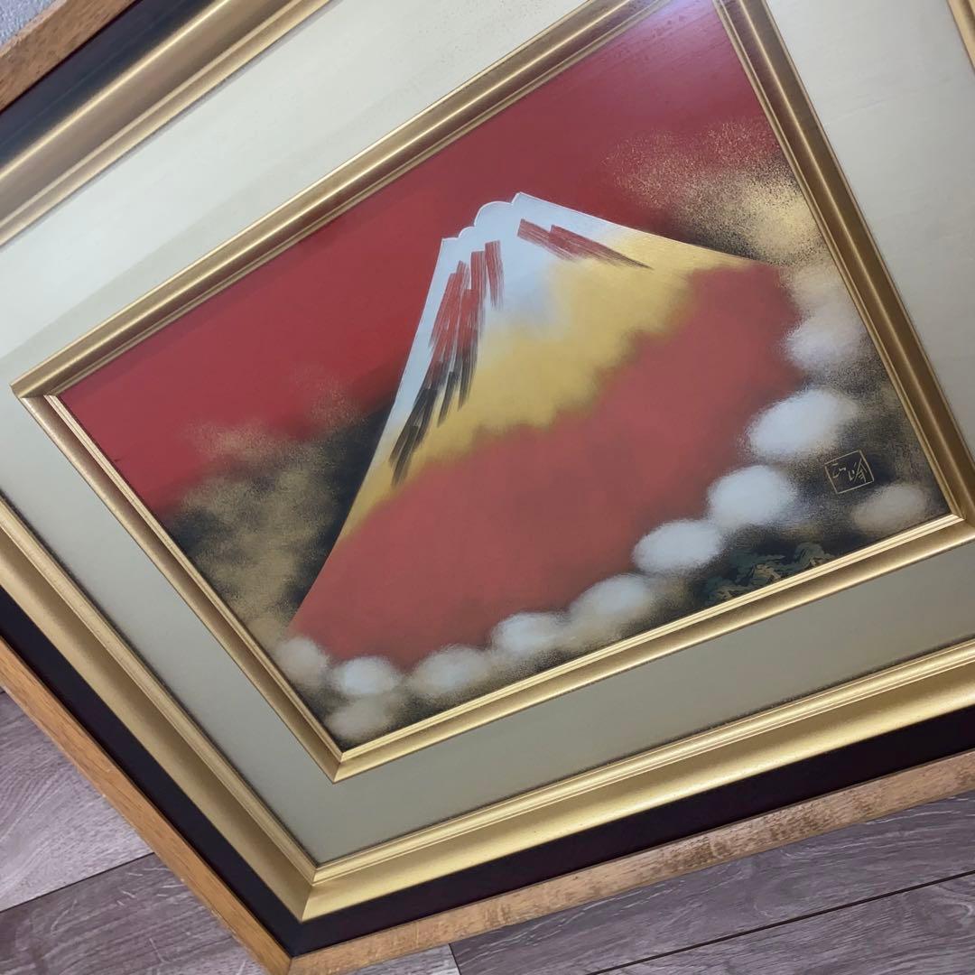 朝焼け富士 赤富士 輪島沈金 輪島塗 沈金蒔絵 漆絵 刻印 樽見幸作（正峰）作