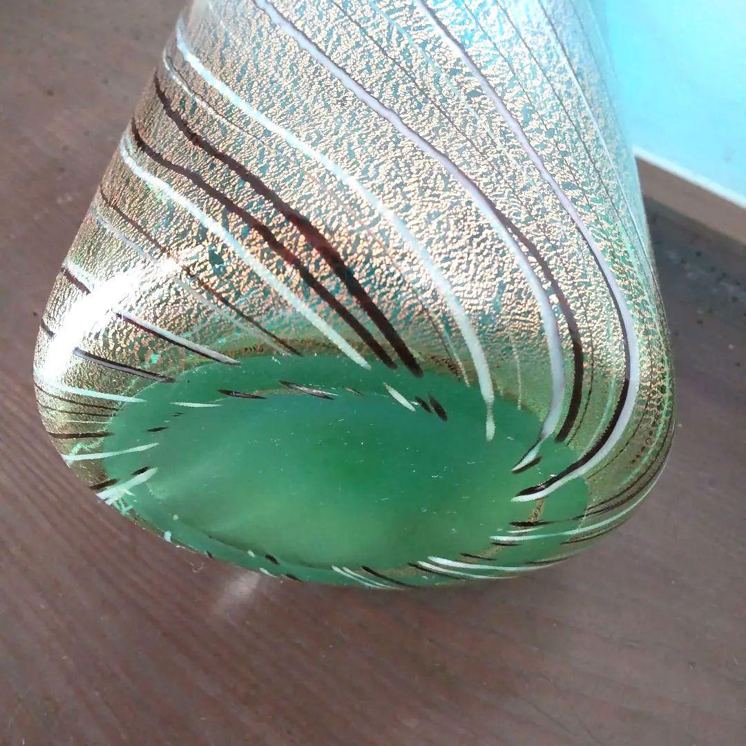 深海の輝き 工芸硝子 花びん ガラスアート 金箔入りフラワーベース