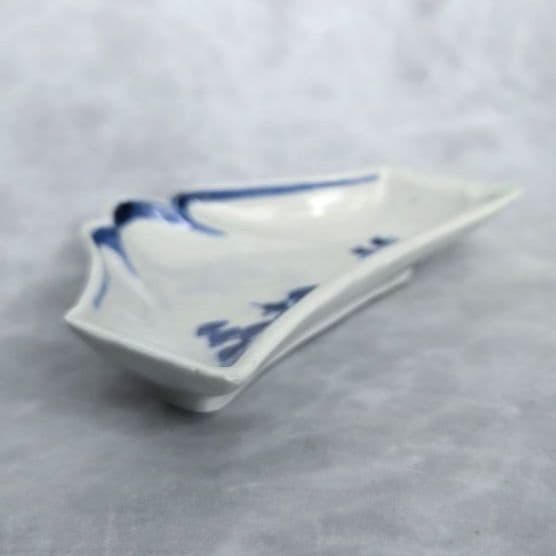 古伊万里 染付 変形小皿 富士山 江戸時代 松原 骨董 金継ぎ アンティーク