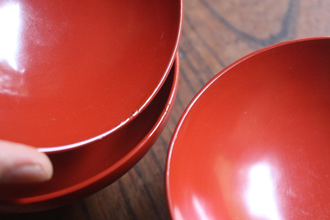 絵柄選択可！時代朱漆に優美な絵替風物蒔絵の映えるお椀7点（検輪島塗蒔絵椀