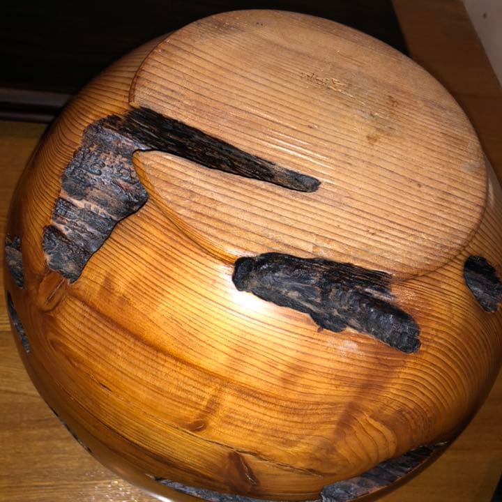 世界遺産屋久杉 芝実作 天然木オブジェくりぬき壺 屋久島 和 美木目