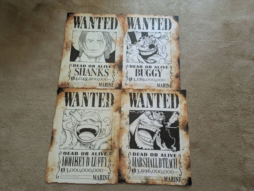 ワンピース 30億ルフィWANTED 新四皇手配書コンプリートセット