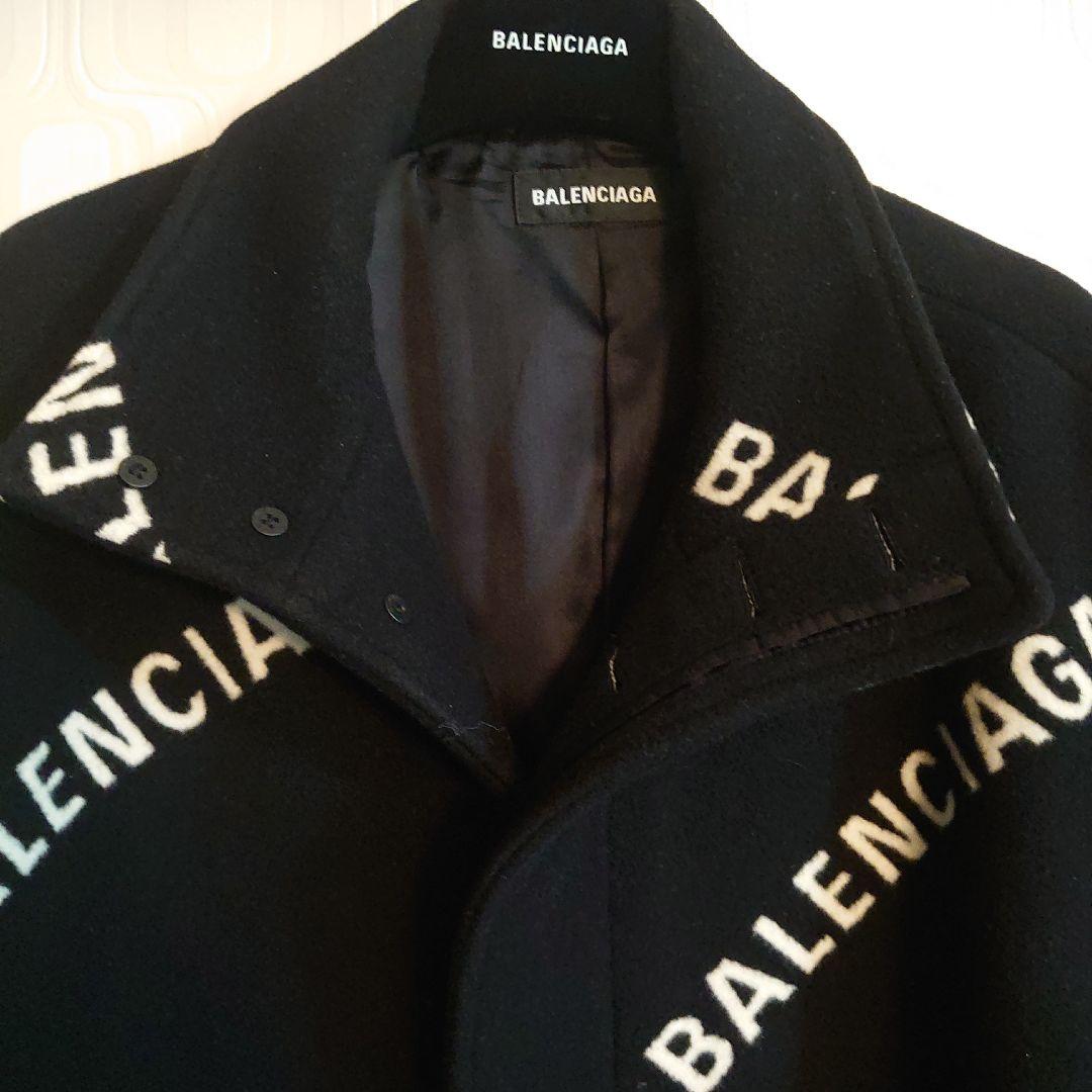 BALENCIAGA ウール オールオーバー コート ロゴ