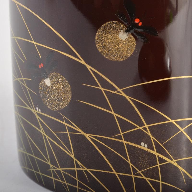 茶道具　塗師　牧田芳祥作　蛍蒔絵　金輪寺　茶器　共箱　V　6484