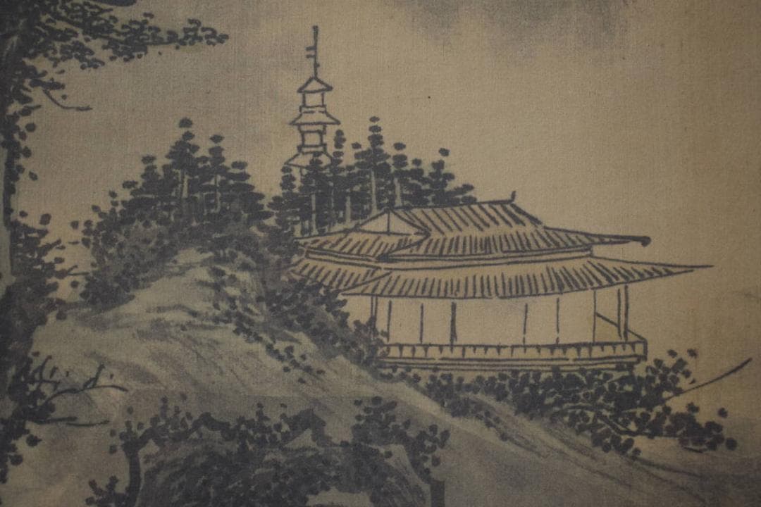 長康/山水人物図/掛軸☆宝船☆Y-814 JM