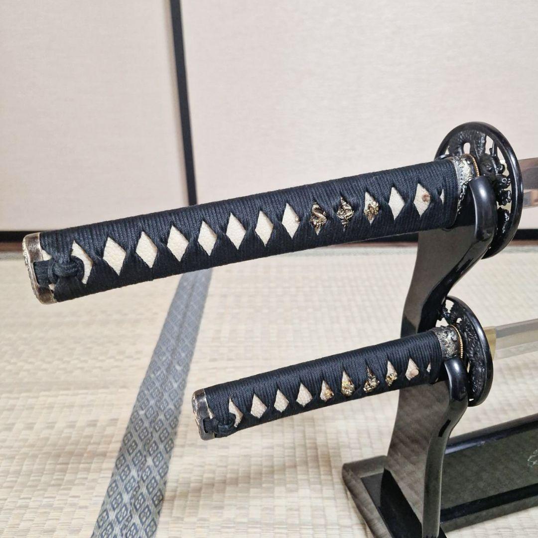 希少　高級　模造刀　藤原兼房　大小二振り　刀掛け付き