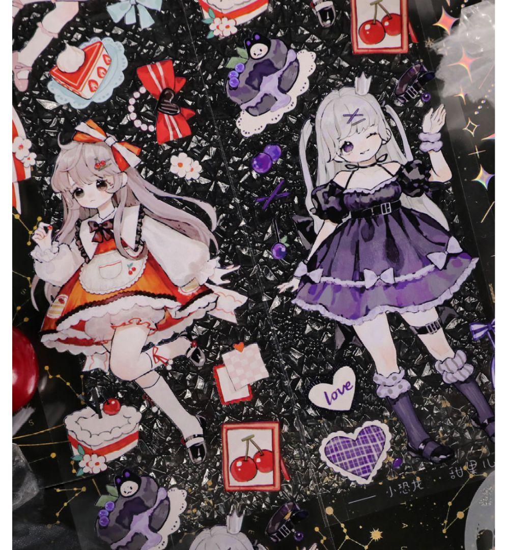 J352＃甜果ㄦ(镭射银)差只小恐龙切り売り海外人物マステ女の子