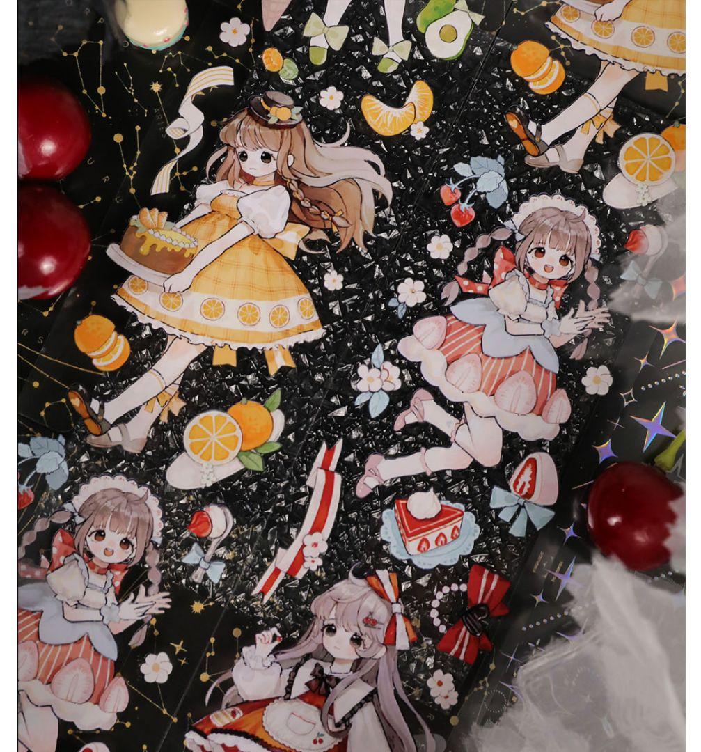 J352＃甜果ㄦ(镭射银)差只小恐龙切り売り海外人物マステ女の子