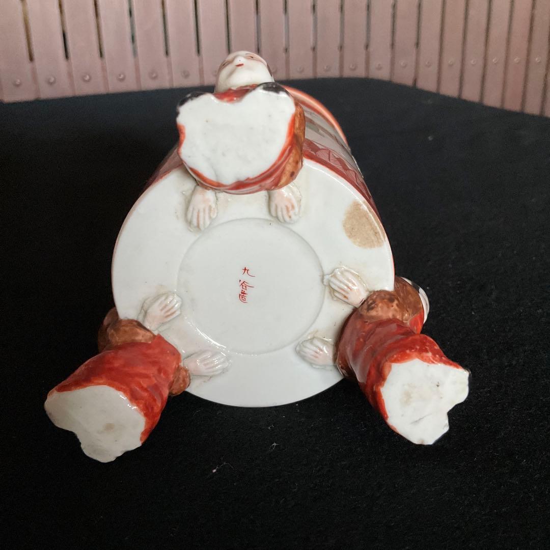 九谷焼　唐子三つ足筆筒　古九谷焼 赤絵金彩鳳凰文三つ足筆筒 九谷赤絵