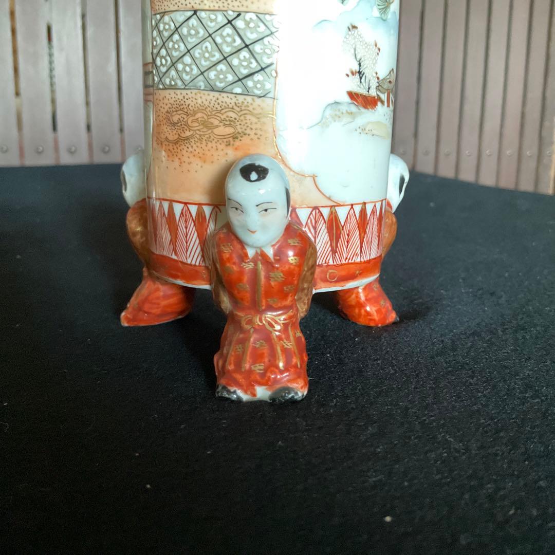 九谷焼　唐子三つ足筆筒　古九谷焼 赤絵金彩鳳凰文三つ足筆筒 九谷赤絵