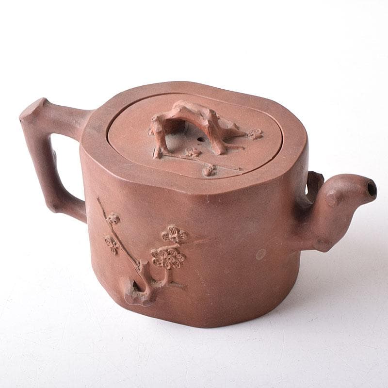 中国　紫砂　朱泥　梅文　急須　茶壷　在銘　M　R8774