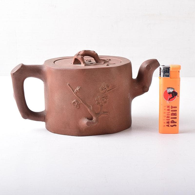 中国　紫砂　朱泥　梅文　急須　茶壷　在銘　M　R8774