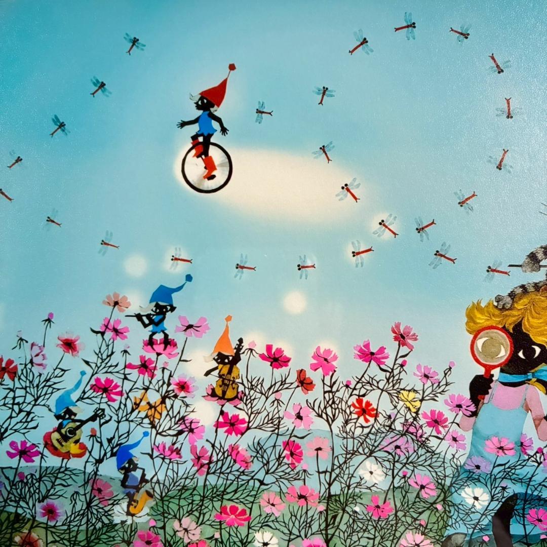 美品 藤城清治「コスモスは詩う」レフグラフ 直筆サイン入り 作品保証書有