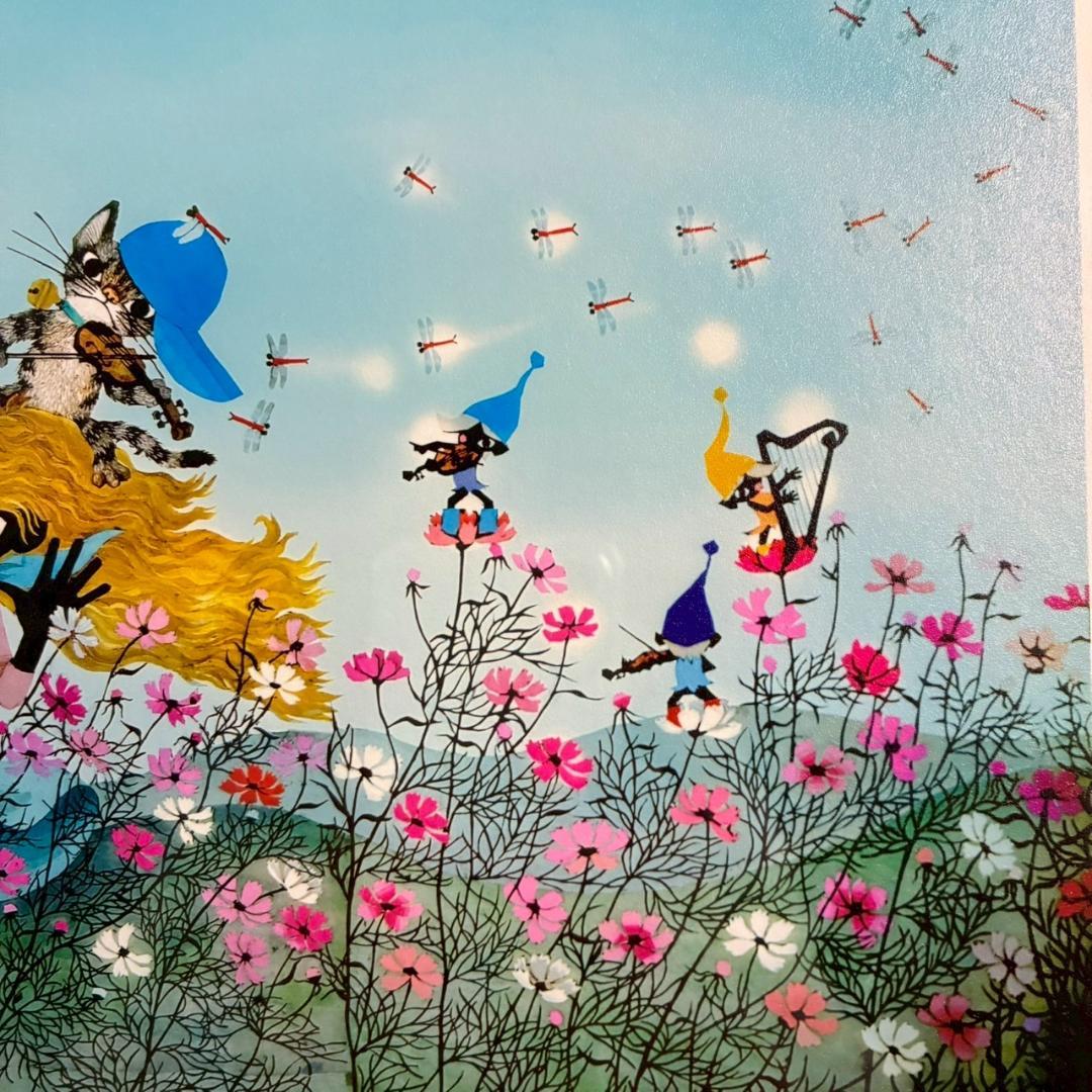 美品 藤城清治「コスモスは詩う」レフグラフ 直筆サイン入り 作品保証書有