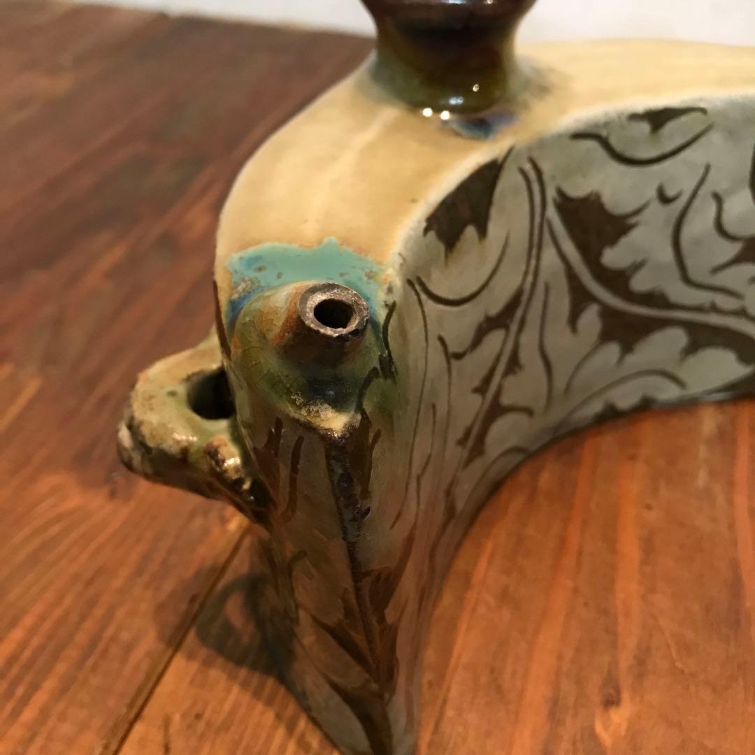 美品 抱瓶 焼物 沖縄 酒器 陶芸 飾りの持ち手が素敵な 丁寧