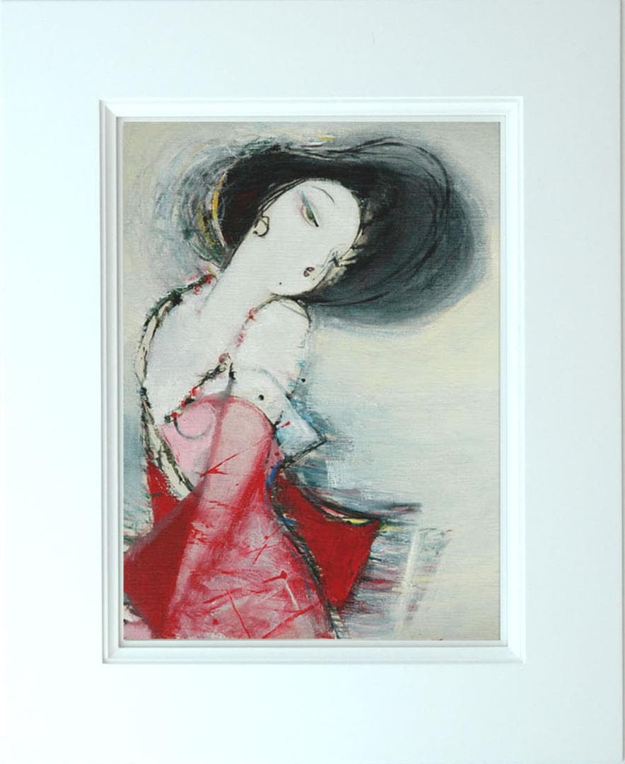 油絵 菅家令子 絵 絵画 インテリア 額付(黒) F6-082711 人物 女性