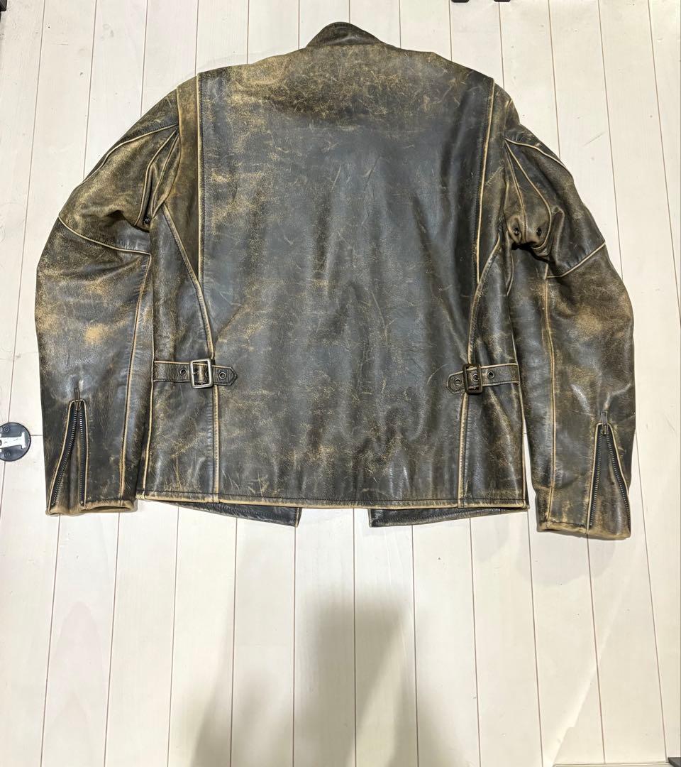 DOG FIGHT ヴィンテージ風レザージャケット シングルライダース