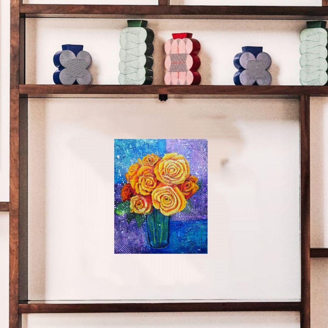 油絵 油彩 油彩画 絵 絵画 【黄色薔薇】