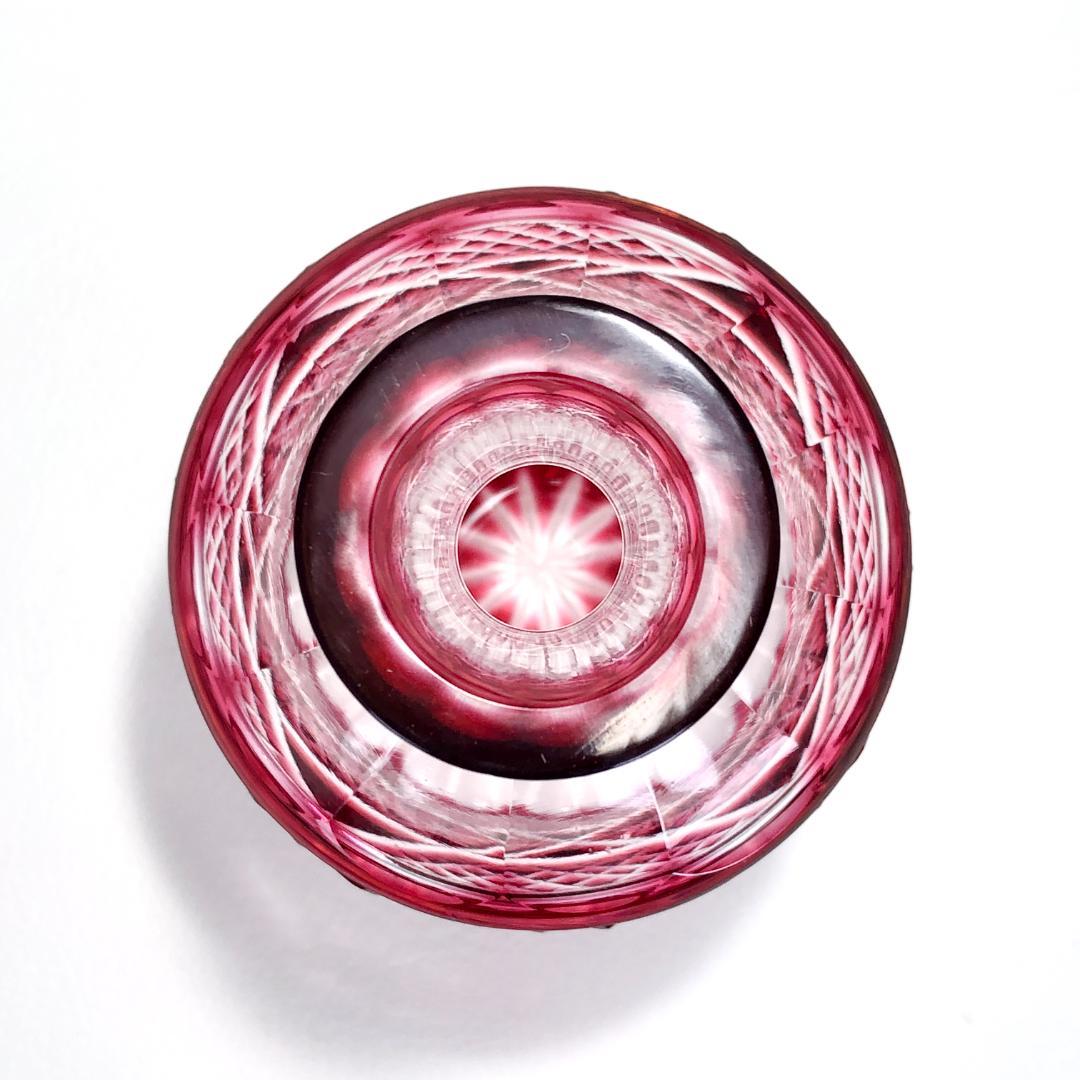 美品・希少・箱付き】ヤマザキガラス／薩摩切子 徳利／色被ガラス・菊