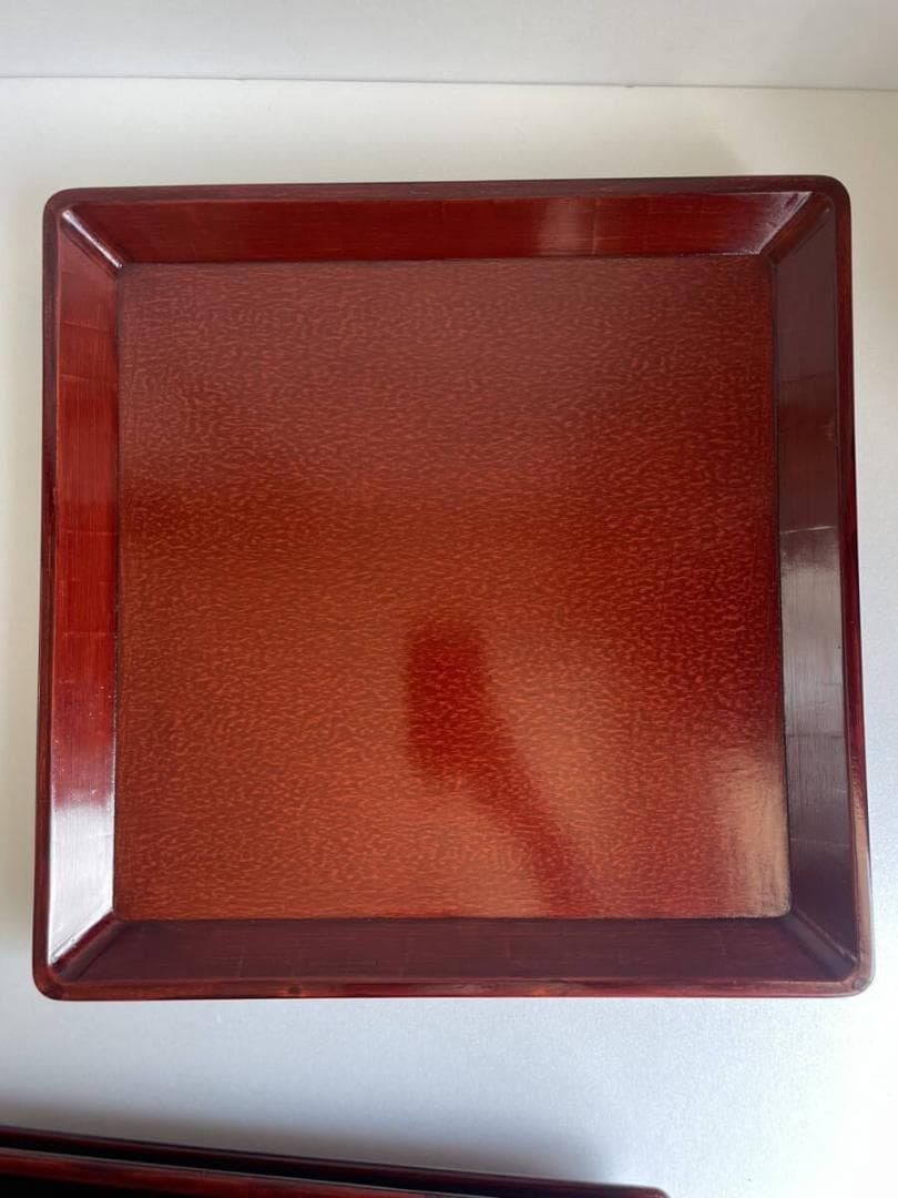 ②後藤塗 木製漆器 四方盆 五客 お盆 正方盆 70