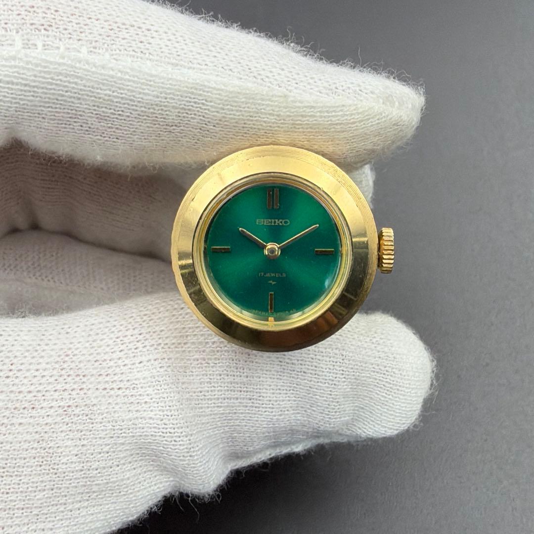 希少 SEIKO / セイコー 手巻き ペンダントウォッチ ゴールド×グリーン