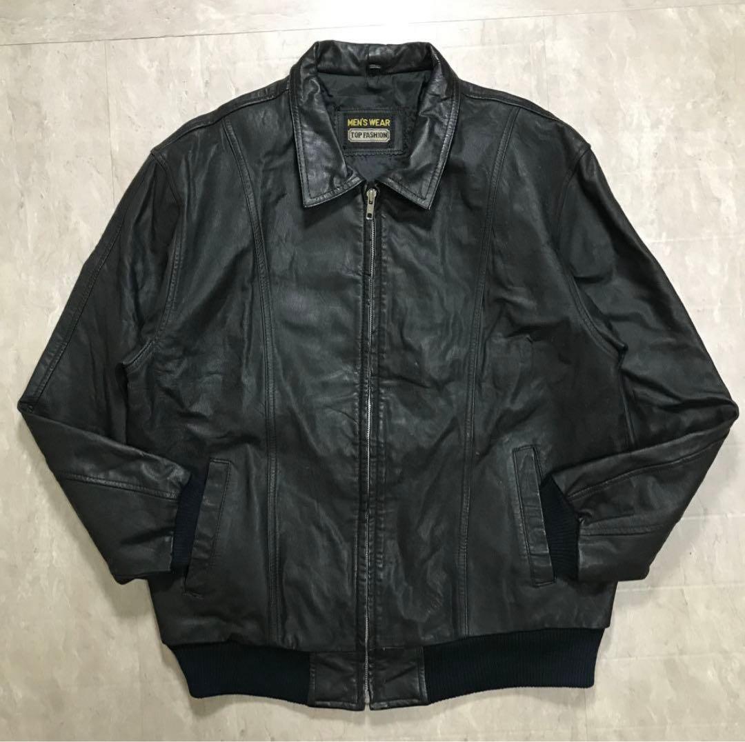 80s レザーボンバージャケット　本革　短丈　ブラック　黒　ノームコア　無地　春 ショップ 80s レザーボンバージャケット 本革 短丈 80s レザーボンバー