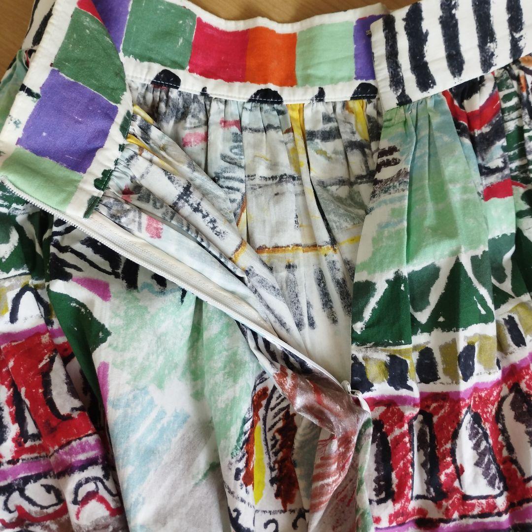 美品　PRADA　プラダ　 ベネチア総柄　プリントフレアスカート　サイズ40