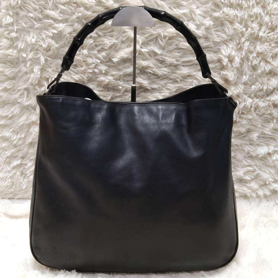 グッチ ワンショルダー レザー バンブー A4可 肩掛け ブラック