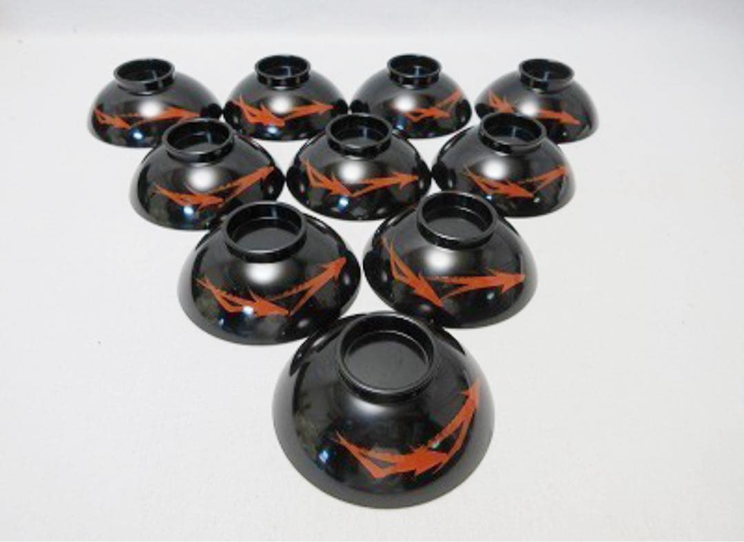 未使用 懐石道具 黒塗 松葉蒔絵 箸洗 十客揃 小吸物椀