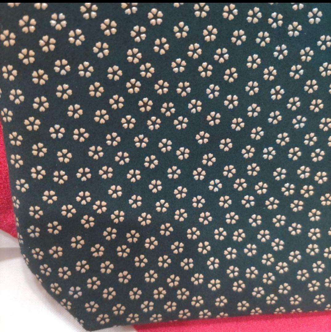 印傳屋印伝　合切袋　鹿革　正絹　白小花