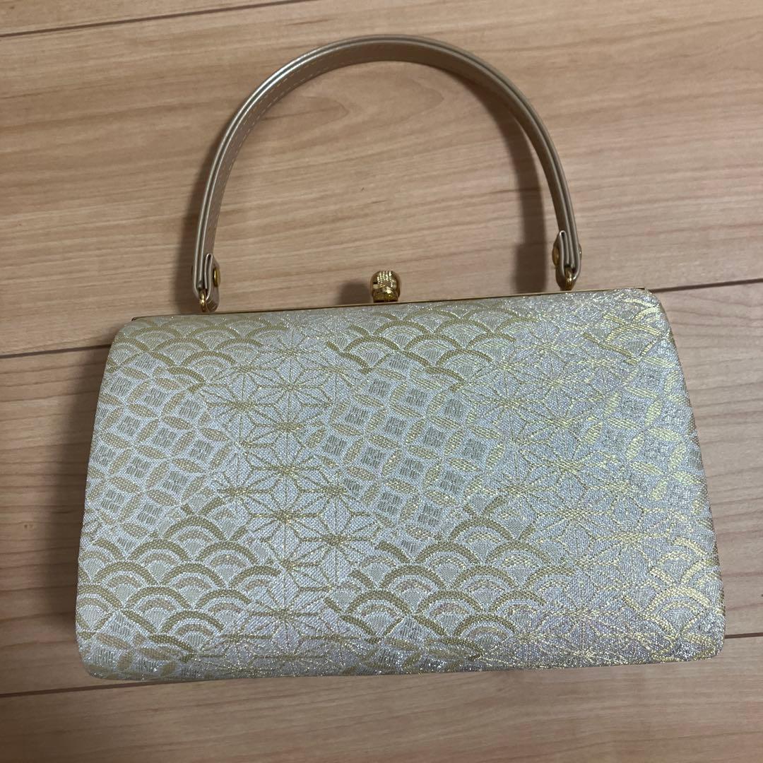 【まとめ売り】和装用バッグと草履セット 金色系