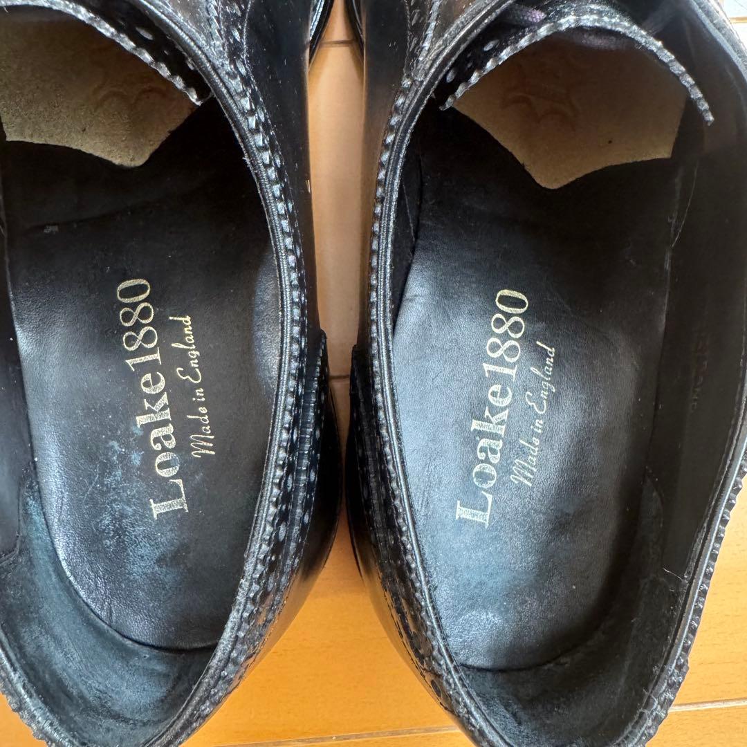 Loake 英国製 セミブローグ UK 7.5 黒 革靴