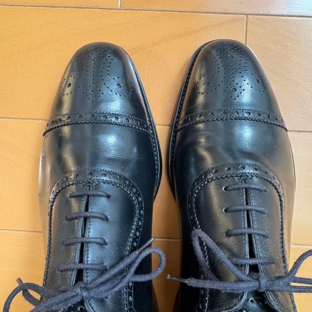 Loake 英国製 セミブローグ UK 7.5 黒 革靴