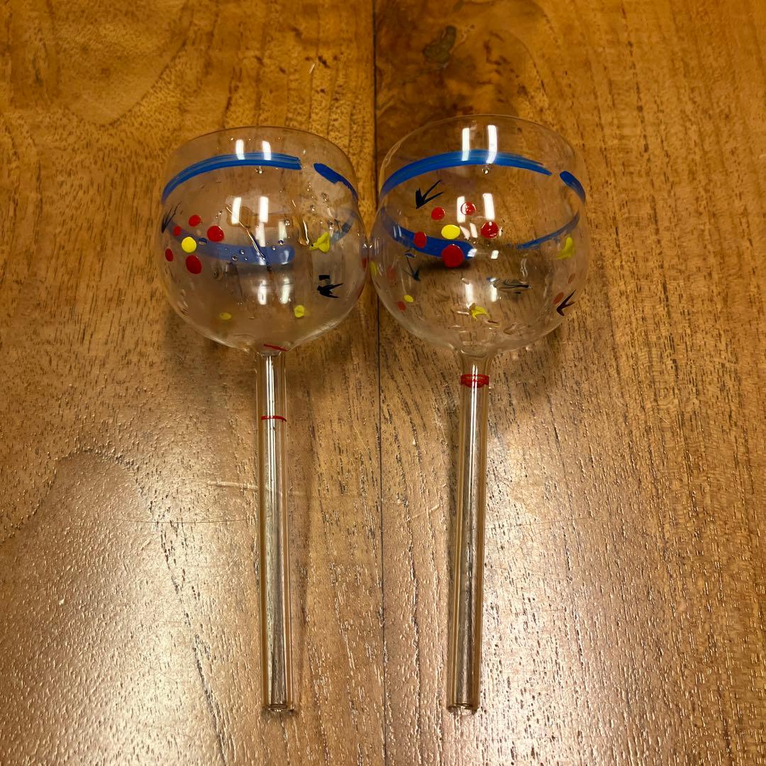 博多民芸 ちゃんぽん 小川勝男作 2個セット ガラス製ビードロ ぽっぺん 花