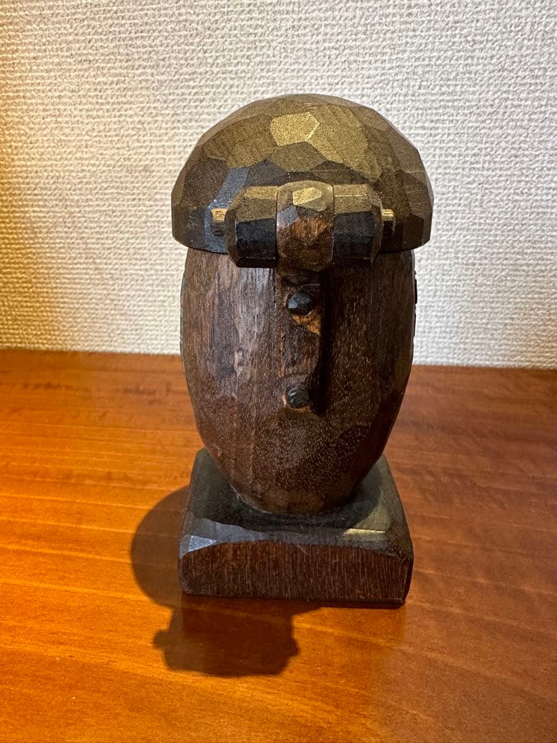 砂澤ビッキ『木梟 煙草入れ』 ビッキデザイン フクロウ アイヌ美術 木彫