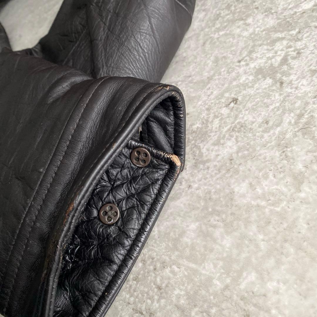 革質 極上 90s 00s GAP 茶芯 レザー ジャケット XL 黒 ブラック - メルカリ