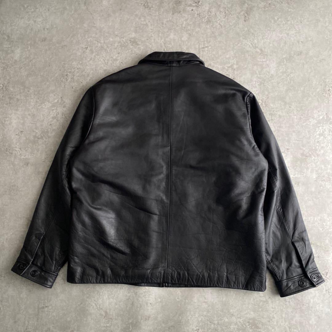 革質 極上 90s 00s GAP 茶芯 レザー ジャケット XL 黒 ブラック - メルカリ