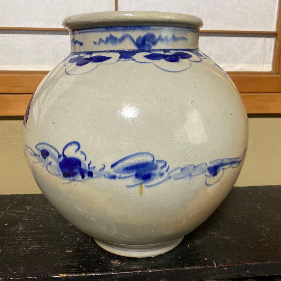 鶴雲文李朝ちょうちん壺34cm