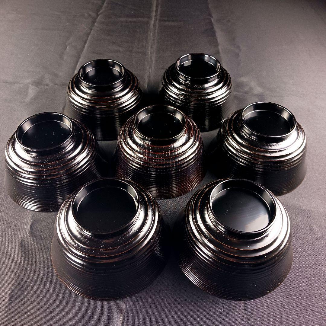 Y3112-3 懐石道具 漆器 金彩 金梨地 煮物椀 7客 共箱