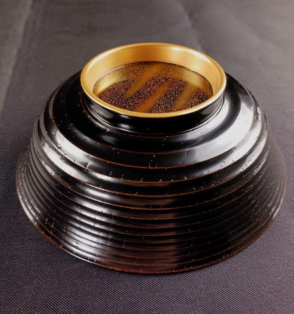 Y3112-3 懐石道具 漆器 金彩 金梨地 煮物椀 7客 共箱