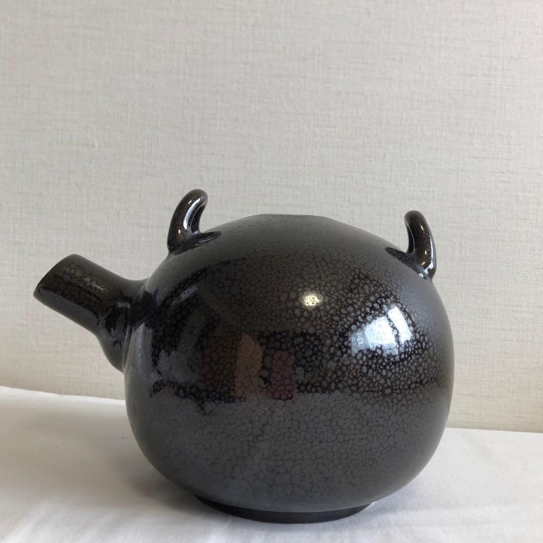 未使用・希少】石垣焼 酒器（急須型） 共箱付 油滴天目 よろ