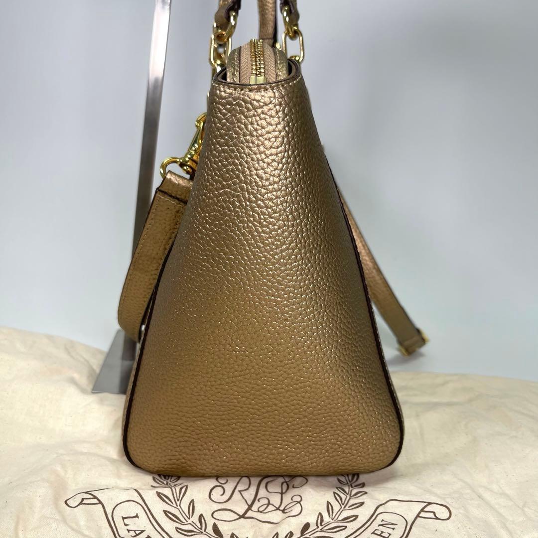 【natsu 様✨】ローレンラルフローレンレディースハンドバッグ2WAY希少ゴー