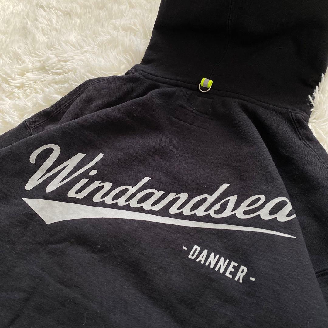 ウィンダンシー ダナー コラボ パーカー バックロゴ 黒 L パイル 希少 レア