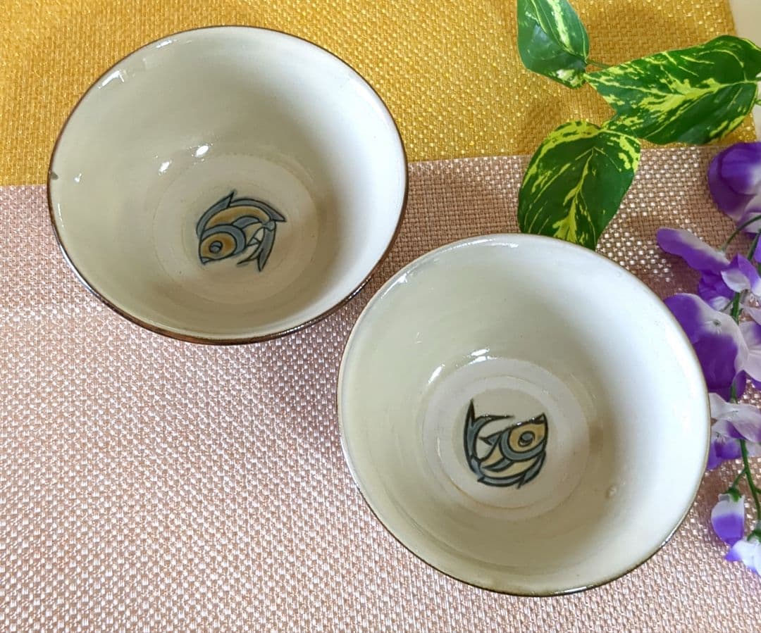 Niko様❢ 沖縄やちむん 壺屋焼 丼 深鉢 魚紋 宮城須美子 レア✨️