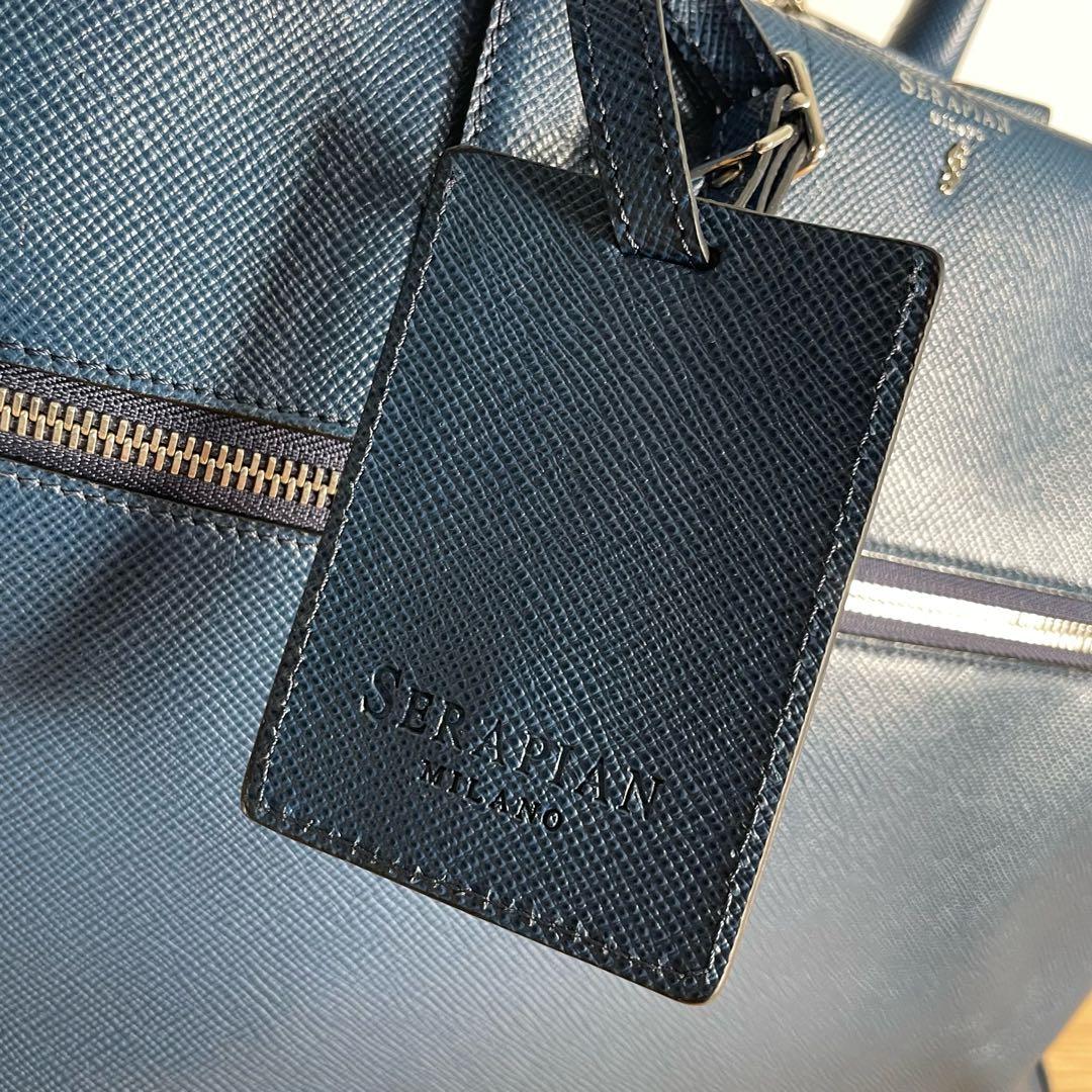 セラピアン　ビジネスバッグ　ブリーフケース　レザー　ブルー　2way