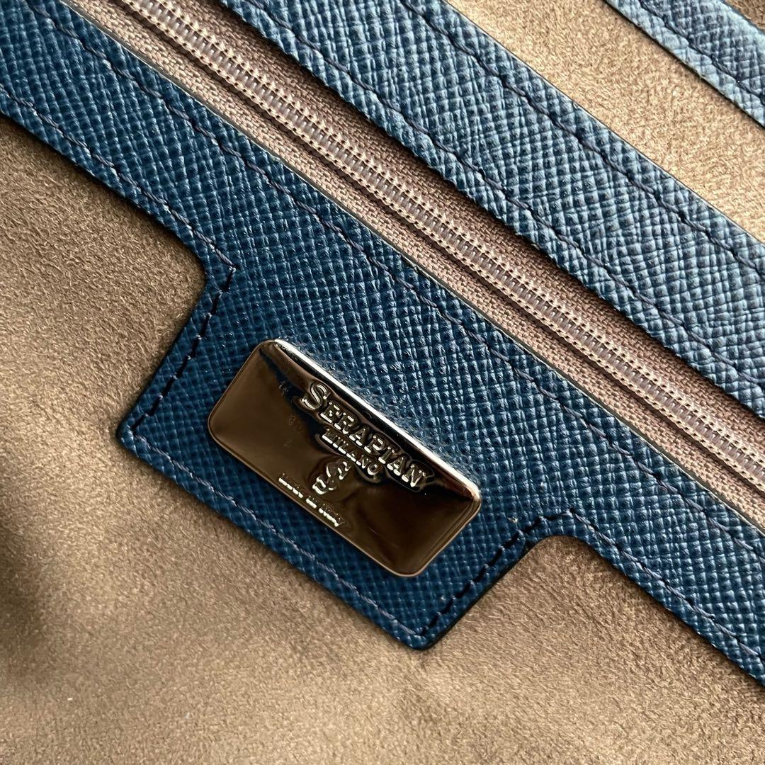 セラピアン　ビジネスバッグ　ブリーフケース　レザー　ブルー　2way