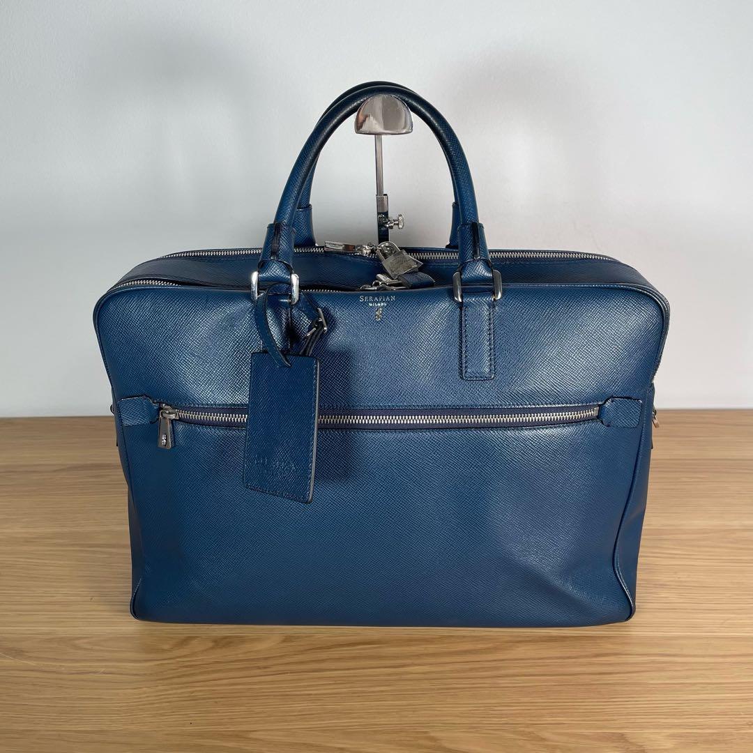 セラピアン　ビジネスバッグ　ブリーフケース　レザー　ブルー　2way