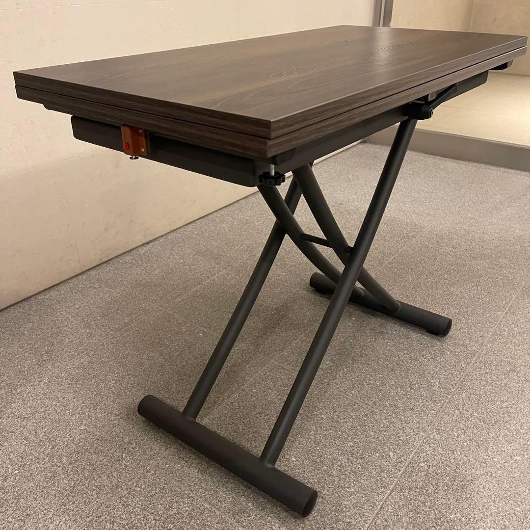 【美品】ヤマソロ 昇降テーブル グロリアス 82-645（ブラウン/ブラック）