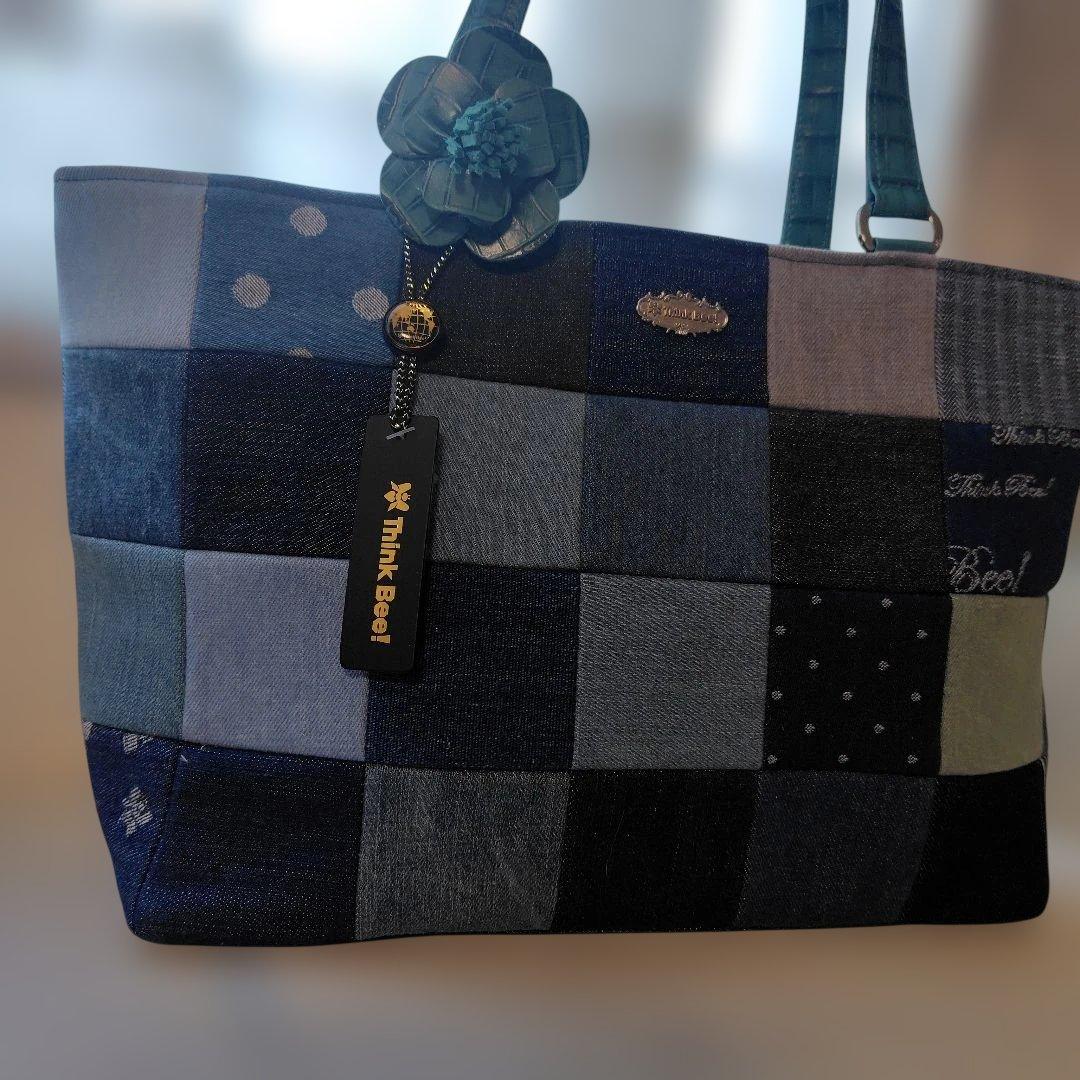 連休価格新品Think Beeパッチワークデニムハンドバッグ