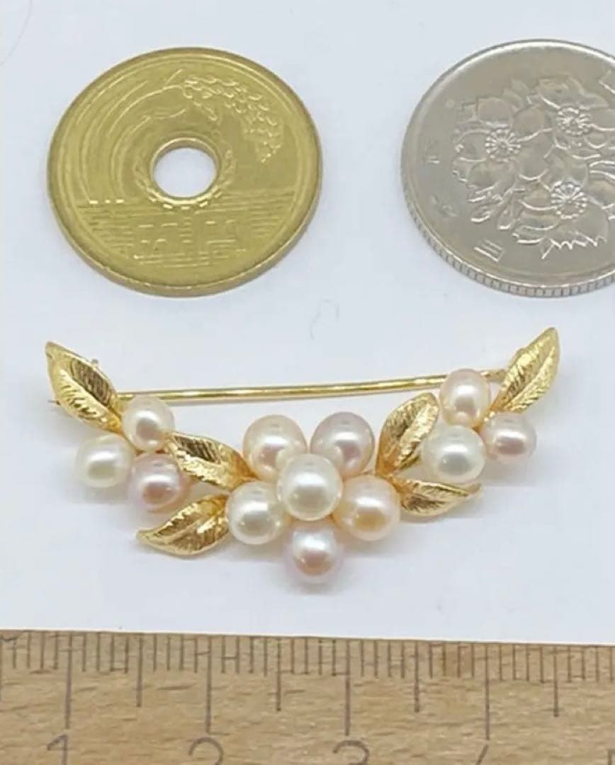 MIKIMOTO K18 淡水パールブローチ　5.4g